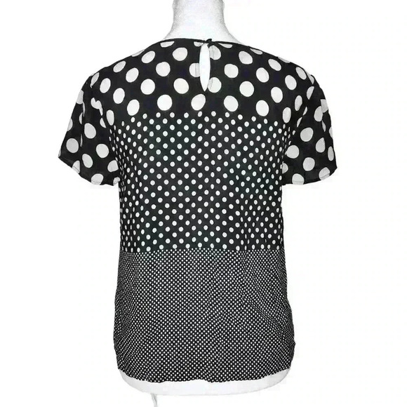 Talbots petite black and white polka dots blouse size petite small - Picture 2 of 6